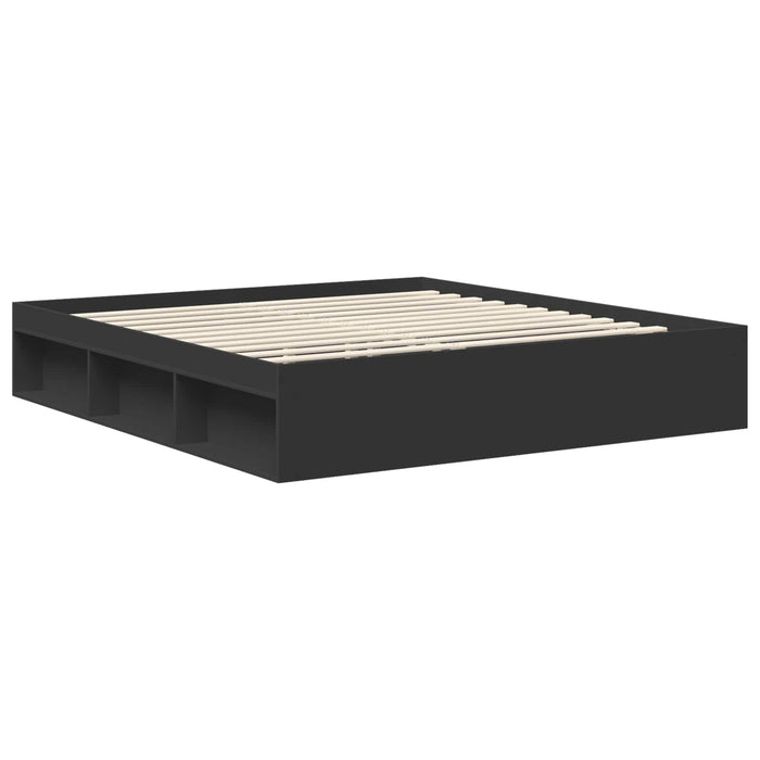 Cadru de pat cu headboard Negru 180 x 200 cm Lemn de pin masiv - WALTI WALTI
