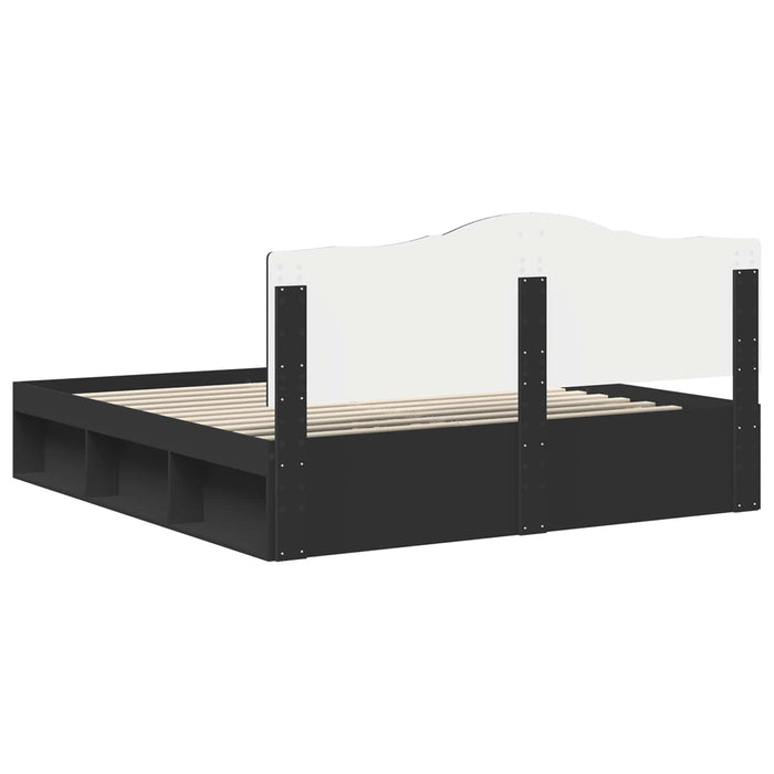 Cadru de pat cu headboard Negru 180 x 200 cm Lemn de pin masiv - WALTI WALTI