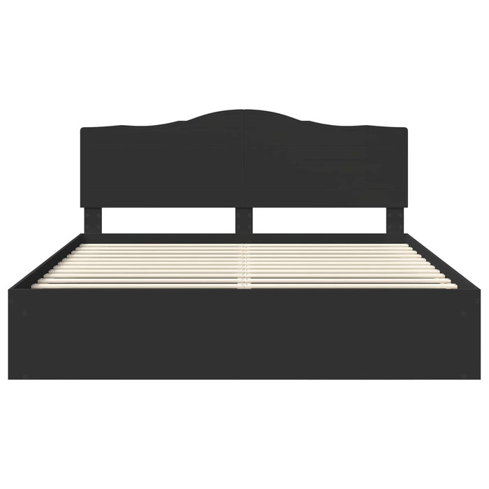 Cadru de pat cu headboard Negru 180 x 200 cm Lemn de pin masiv - WALTI WALTI
