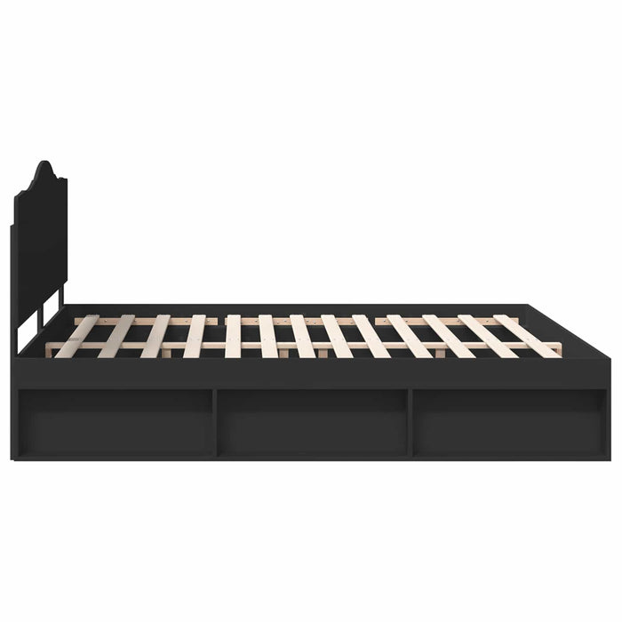 Cadru de pat cu headboard Negru 180 x 200 cm Lemn de pin masiv - WALTI WALTI