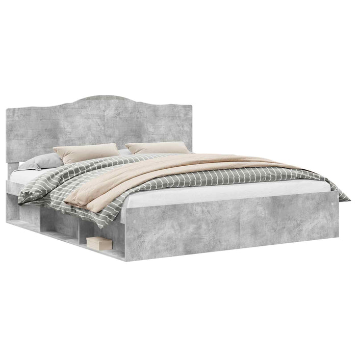 Cadru de pat cu headboard Beton 180 x 200 cm Lemn de pin masiv - WALTI WALTI