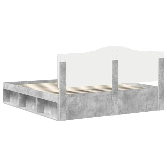 Cadru de pat cu headboard Beton 180 x 200 cm Lemn de pin masiv - WALTI WALTI