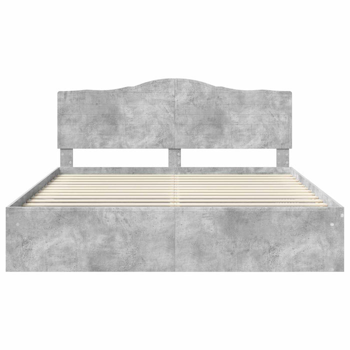 Cadru de pat cu headboard Beton 180 x 200 cm Lemn de pin masiv - WALTI WALTI