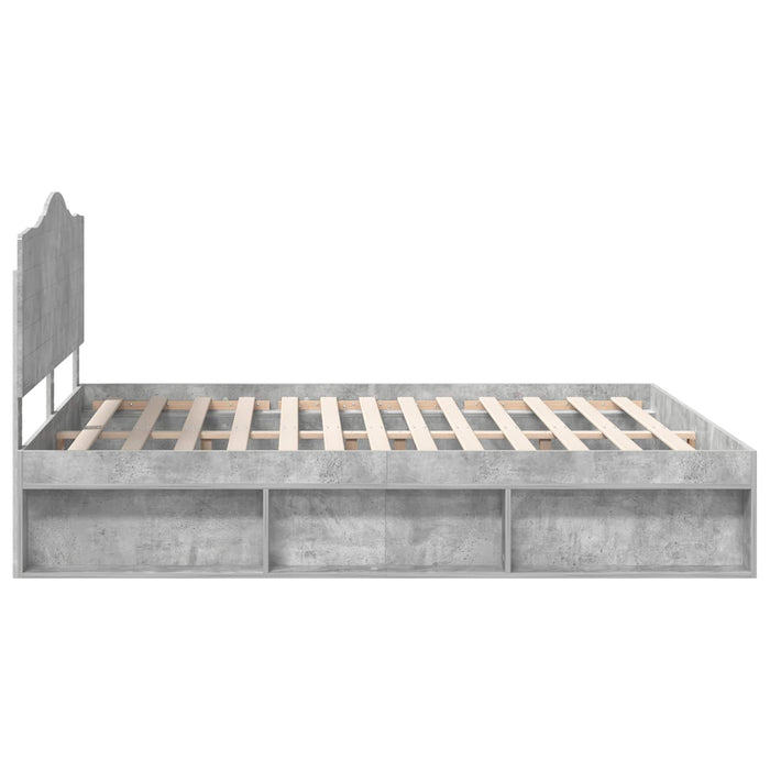 Cadru de pat cu headboard Beton 180 x 200 cm Lemn de pin masiv - WALTI WALTI