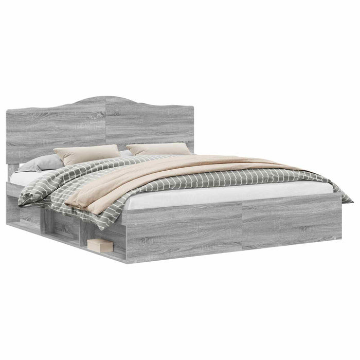 Cadru de pat Gri Sonoma 180 x 200 cm Lemn de pin masiv - WALTI WALTI