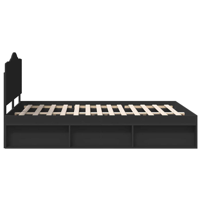 Cadru de pat cu headboard Negru 160 x 200 cm Lemn de pin masiv - WALTI WALTI