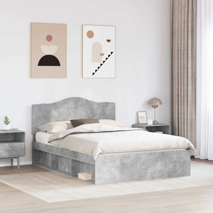 Cadru de pat cu headboard Beton 160 x 200 cm Lemn de pin masiv - WALTI WALTI