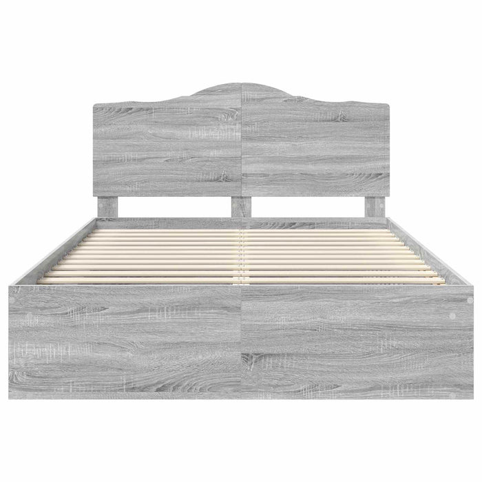 Cadru de pat Gri Sonoma 160 x 200 cm Lemn de pin masiv - WALTI WALTI