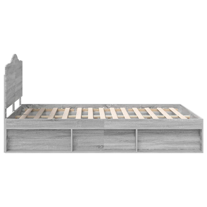 Cadru de pat Gri Sonoma 160 x 200 cm Lemn de pin masiv - WALTI WALTI