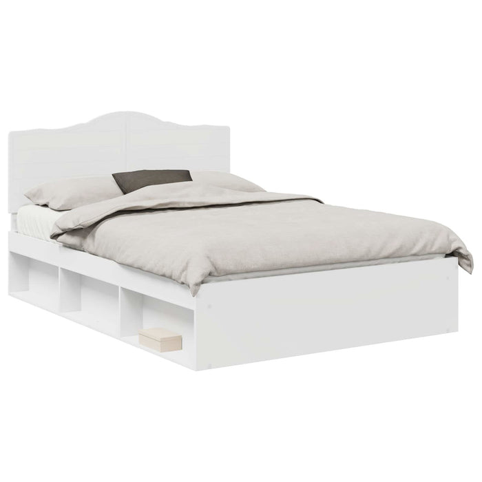 Cadru de pat cu headboard Alb 140 x 200 cm Lemn de pin masiv - WALTI WALTI
