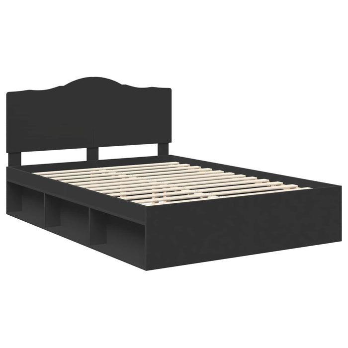 Cadru de pat cu headboard Negru 140 x 200 cm Lemn de pin masiv - WALTI WALTI