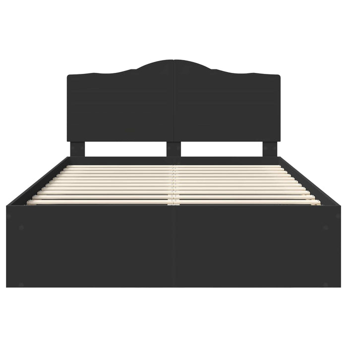 Cadru de pat cu headboard Negru 140 x 200 cm Lemn de pin masiv - WALTI WALTI