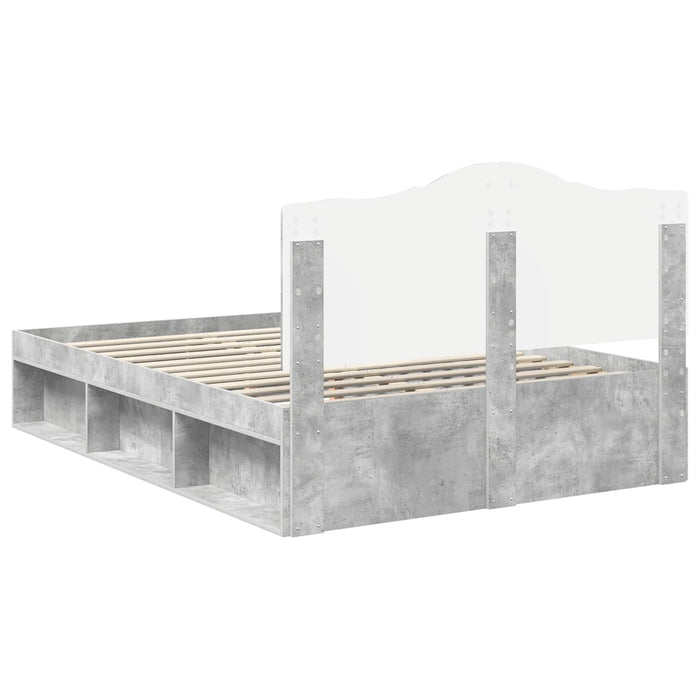 Cadru de pat cu headboard Beton 140 x 200 cm Lemn de pin masiv - WALTI WALTI