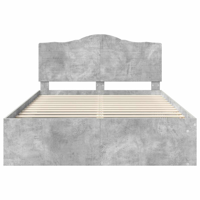Cadru de pat cu headboard Beton 140 x 200 cm Lemn de pin masiv - WALTI WALTI