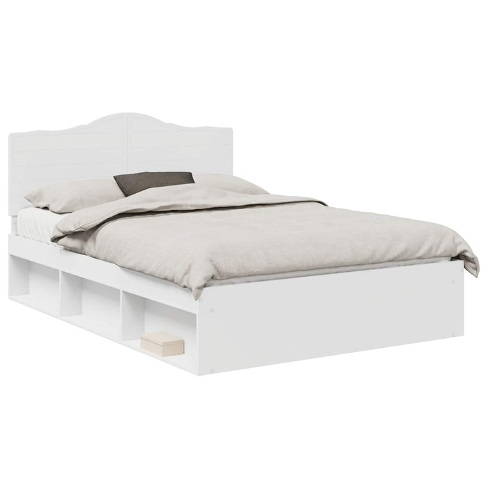Cadru de pat cu headboard Alb 140 x 190 cm Lemn de pin masiv - WALTI WALTI