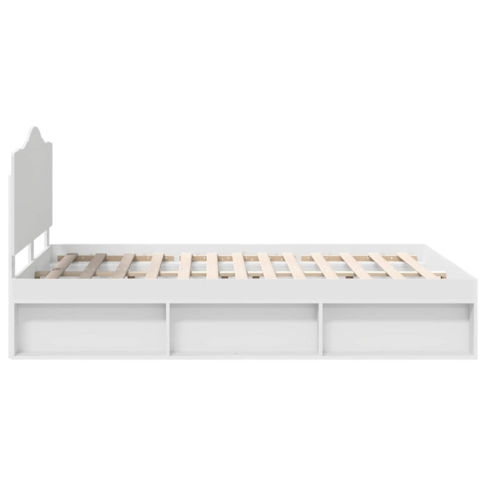 Cadru de pat cu headboard Alb 140 x 190 cm Lemn de pin masiv - WALTI WALTI