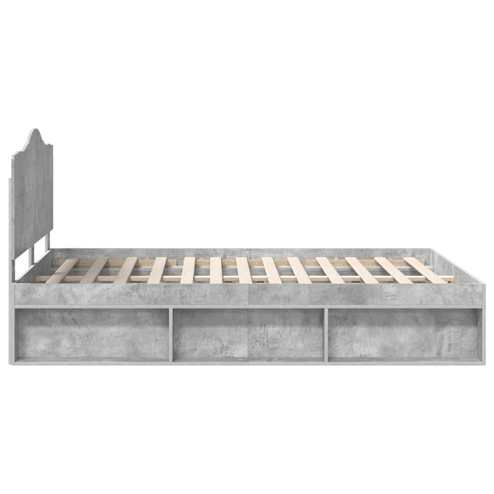Cadru de pat cu headboard Beton 140 x 190 cm Lemn de pin masiv - WALTI WALTI