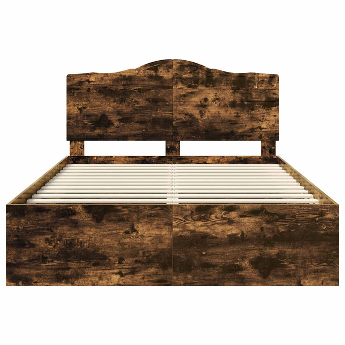 Cadru de pat Stejar fumuriu 140 x 190 cm Lemn de pin masiv - WALTI WALTI