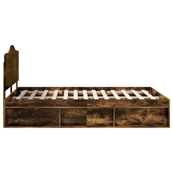Cadru de pat Stejar fumuriu 140 x 190 cm Lemn de pin masiv - WALTI WALTI