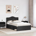 Cadru de pat cu headboard Negru 135 x 190 cm Lemn de pin masiv - WALTI WALTI