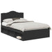 Cadru de pat cu headboard Negru 135 x 190 cm Lemn de pin masiv - WALTI WALTI