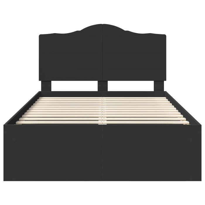 Cadru de pat cu headboard Negru 135 x 190 cm Lemn de pin masiv - WALTI WALTI
