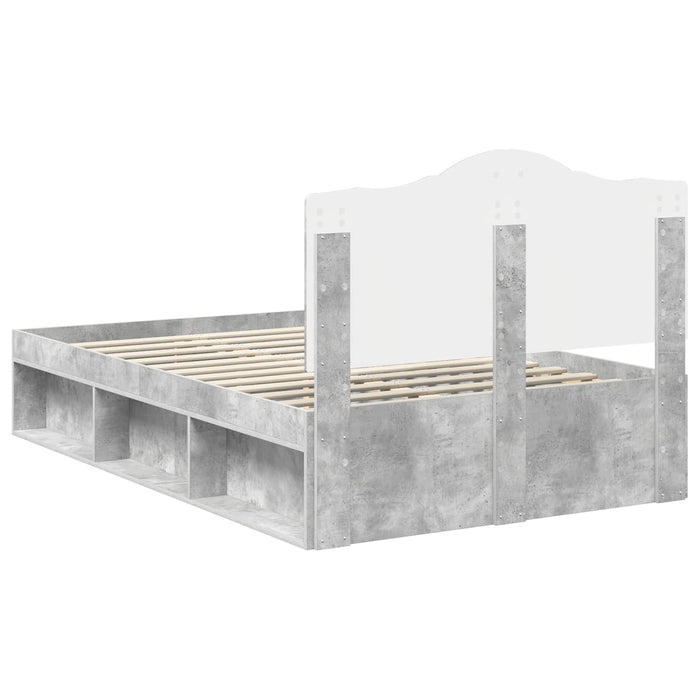 Cadru de pat Gri Concret 135 x 190 cm Lemn de pin masiv - WALTI WALTI