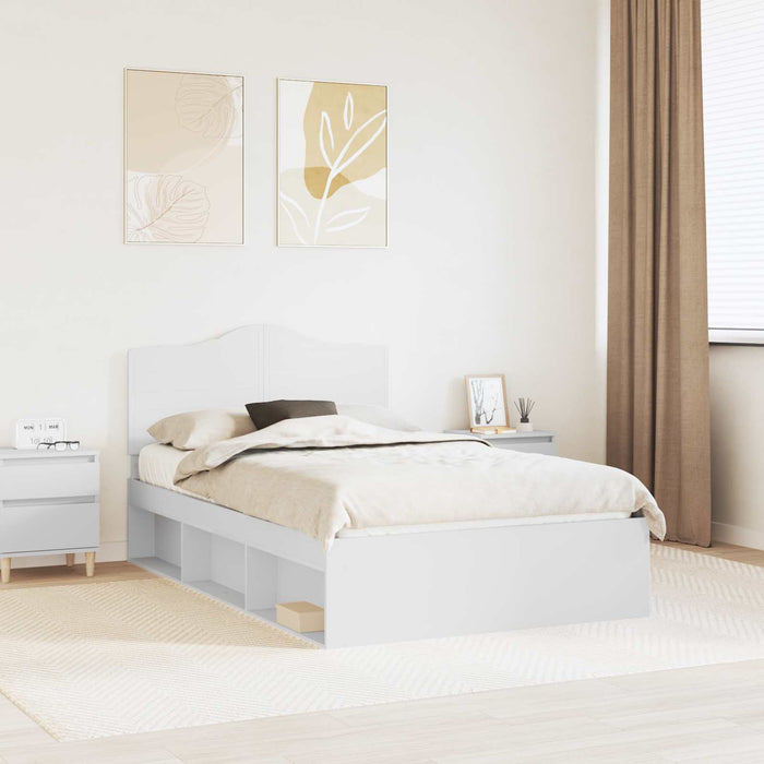 Cadru de pat cu headboard Alb 120 x 190 cm Lemn de pin masiv - WALTI WALTI