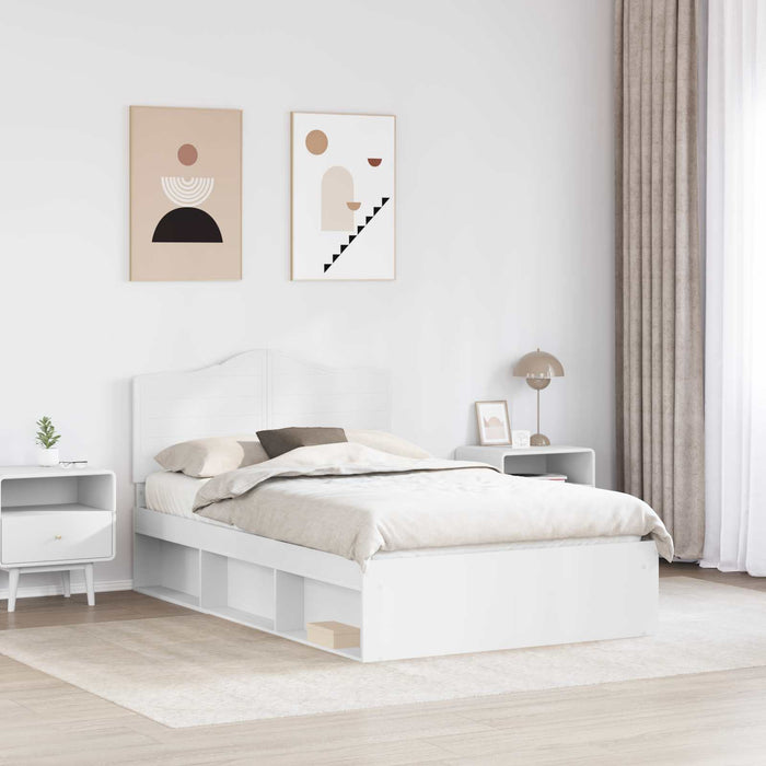 Cadru de pat cu headboard Alb 120 x 190 cm Lemn de pin masiv - WALTI WALTI