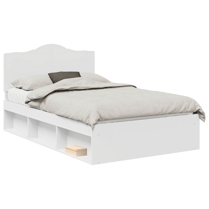 Cadru de pat cu headboard Alb 120 x 190 cm Lemn de pin masiv - WALTI WALTI