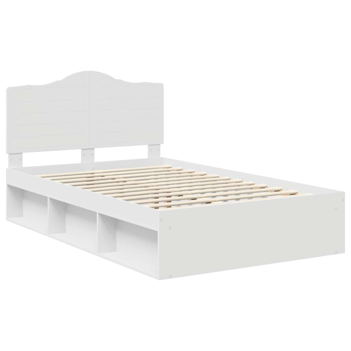 Cadru de pat cu headboard Alb 120 x 190 cm Lemn de pin masiv - WALTI WALTI