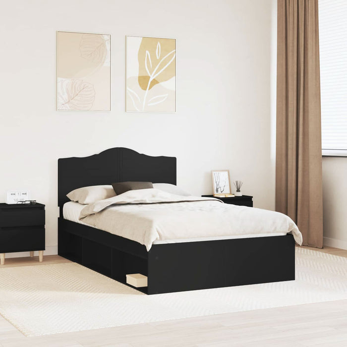 Cadru de pat cu headboard Negru 120 x 190 cm Lemn de pin masiv - WALTI WALTI