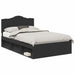 Cadru de pat cu headboard Negru 120 x 190 cm Lemn de pin masiv - WALTI WALTI