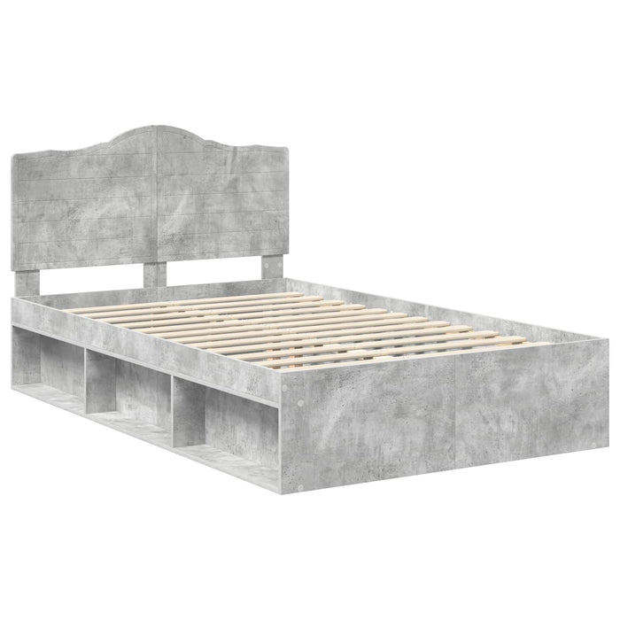 Cadru de pat cu headboard Beton 120 x 190 cm Lemn de pin masiv - WALTI WALTI