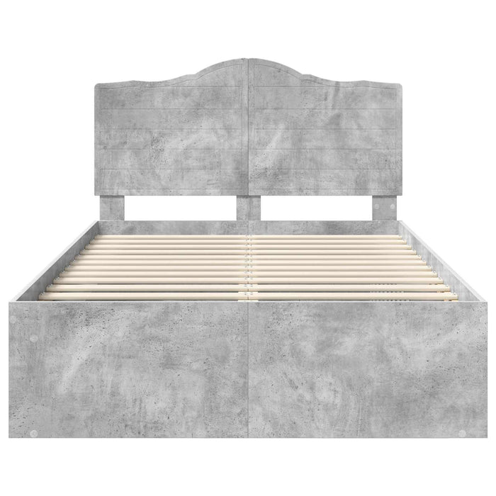 Cadru de pat cu headboard Beton 120 x 190 cm Lemn de pin masiv - WALTI WALTI
