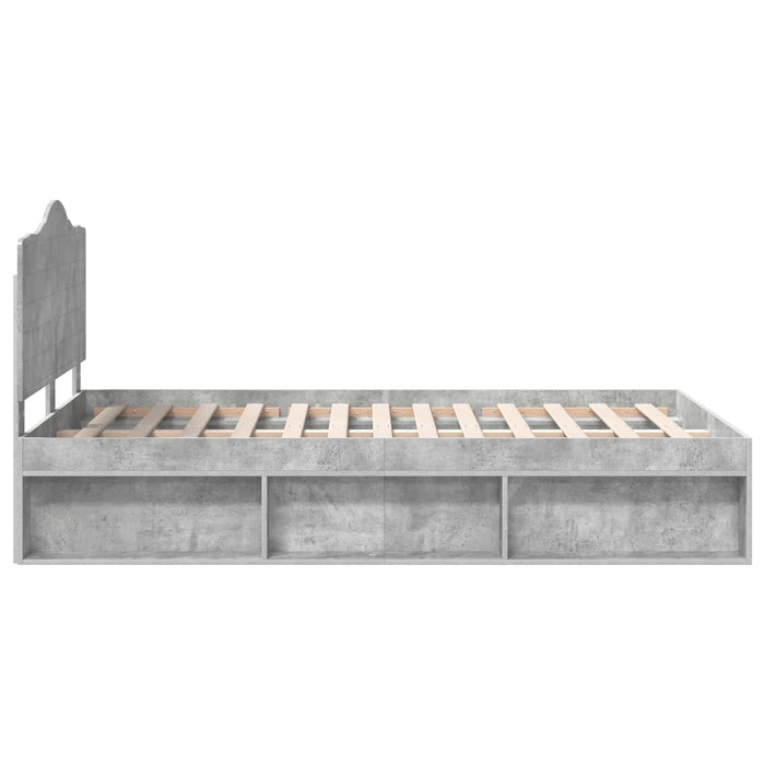 Cadru de pat cu headboard Beton 120 x 190 cm Lemn de pin masiv - WALTI WALTI