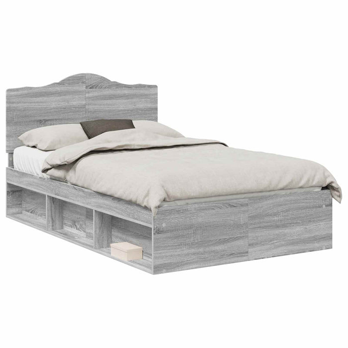 Cadru de pat Gri Sonoma 120 x 190 cm Lemn de pin masiv - WALTI WALTI