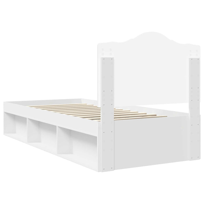 Cadru de pat cu headboard Alb 100 x 200 cm Lemn de pin masiv - WALTI WALTI