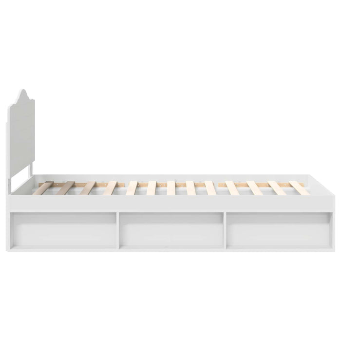 Cadru de pat cu headboard Alb 100 x 200 cm Lemn de pin masiv - WALTI WALTI