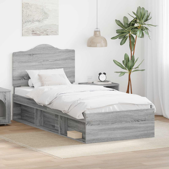 Cadru de pat Gri Sonoma 100 x 200 cm Lemn de pin masiv - WALTI WALTI