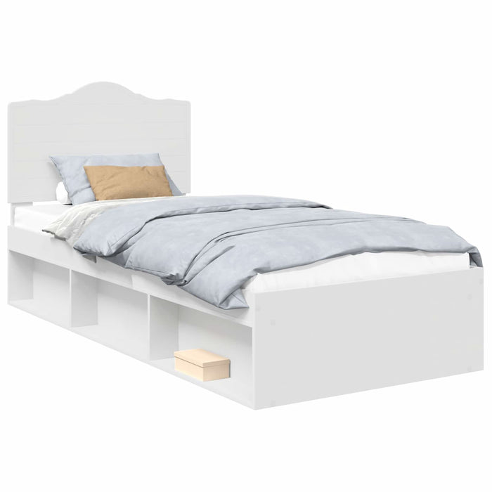 Cadru de pat cu headboard Alb 90 x 200 cm Lemn de pin masiv - WALTI WALTI