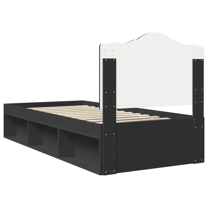 Cadru de pat cu headboard Negru 90 x 200 cm Lemn de pin masiv - WALTI WALTI