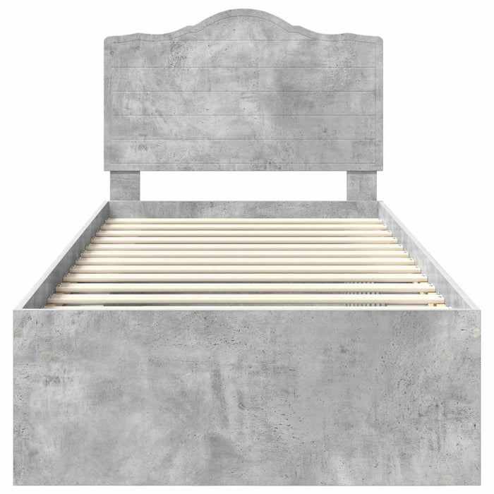 Cadru de pat cu headboard Beton 90 x 200 cm Lemn de pin masiv - WALTI WALTI
