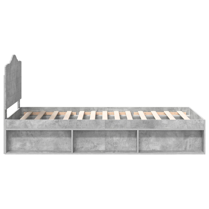 Cadru de pat cu headboard Beton 90 x 200 cm Lemn de pin masiv - WALTI WALTI