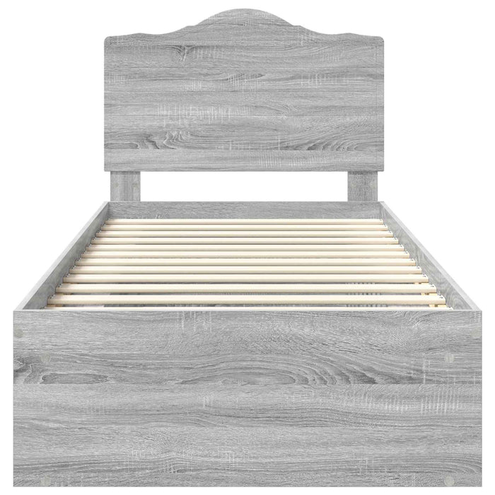 Cadru de pat Gri Sonoma 90 x 190 cm Lemn de pin masiv - WALTI WALTI
