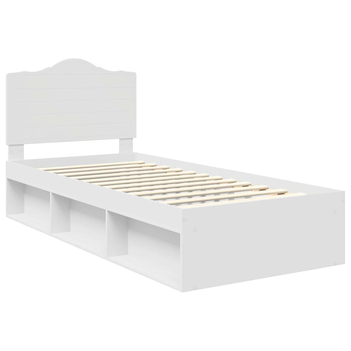 Cadru de pat cu headboard Alb 75 x 190 cm Lemn de pin masiv - WALTI WALTI