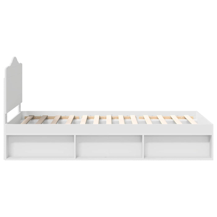 Cadru de pat cu headboard Alb 75 x 190 cm Lemn de pin masiv - WALTI WALTI