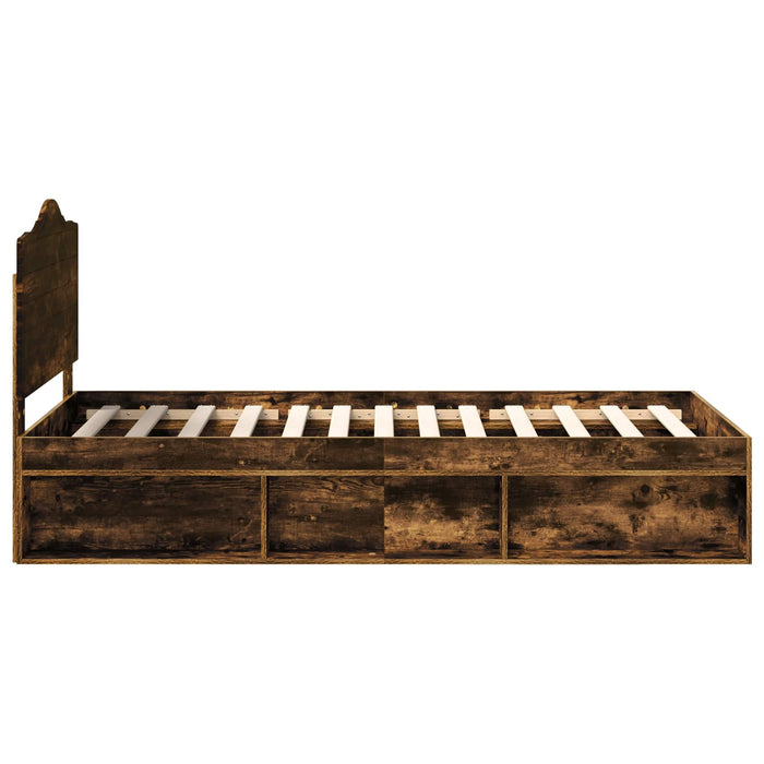 Cadru de pat Stejar fumuriu 75 x 190 cm Lemn de pin masiv - WALTI WALTI