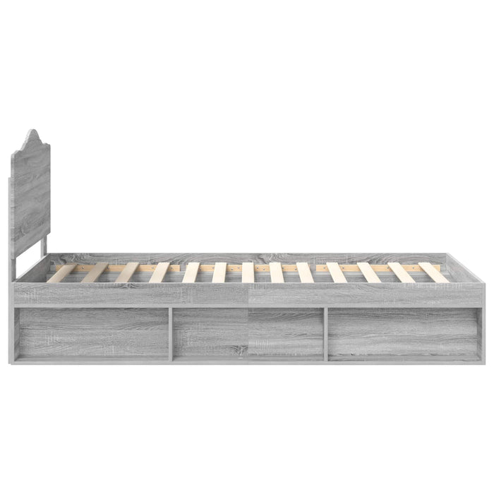 Cadru de pat Gri Sonoma 75 x 190 cm Lemn de pin masiv - WALTI WALTI