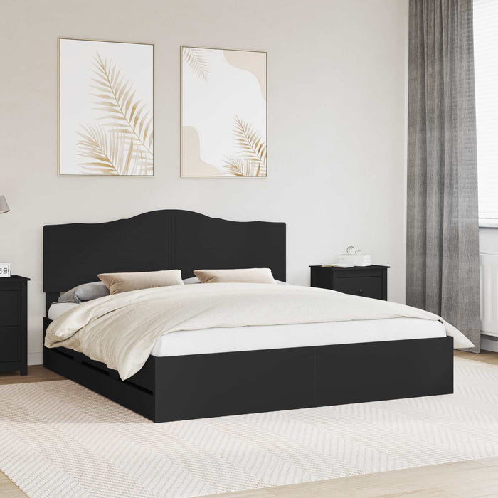 Cadru de pat cu sertar Negru 200 x 200 cm Lemn Ingineresc - WALTI WALTI